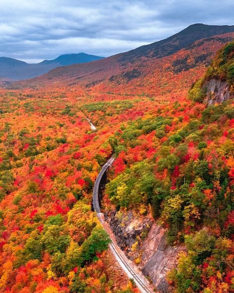 New England Photography 📷 on Instagram: “A rainy day in New England calls for a colorful fall photo! Today’s photo of the day is from Crawford Notch in New Hampshire! 🚂🍂📸⛰…” New England Fall Photography, England Photos, England Photography, New England Fall, Fall Photo, S Photo, Aesthetic Vibes, Photo Of The Day, Fall Aesthetic