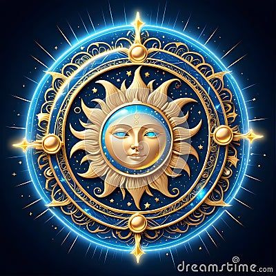 ai-generated-vector-illustration-mystical-celestial-sun-cosmic-patterns-elements Celestial Sun, Summer Illustration, Sun Moon Stars, Beautiful Women Over 40, Sun Moon, Stars And Moon, Vector Illustration, Moon, Sun