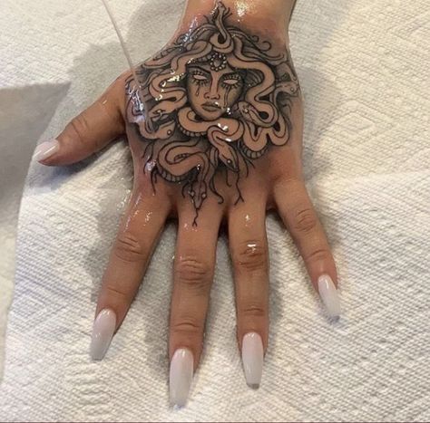 Scorpio Hand Tattoo, Tattoos Baddie, Tattoo Therapy, Tato Paha, Medusa Tattoo Design, Cherry Tattoos, Throat Tattoo, Hand Tattoos For Girls, Scorpio Tattoo