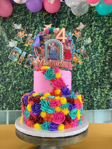 Encanto Cake Table Decor, Encanto Themed Birthday Cake, Encanto Birthday Cake Ideas Mirabel, Encanto Number Cake, Encanto Birthday Cake Ideas, Encanto Birthday Party Cake, Encanto Cake Ideas, Isabella Cake, Encanto Birthday Cake