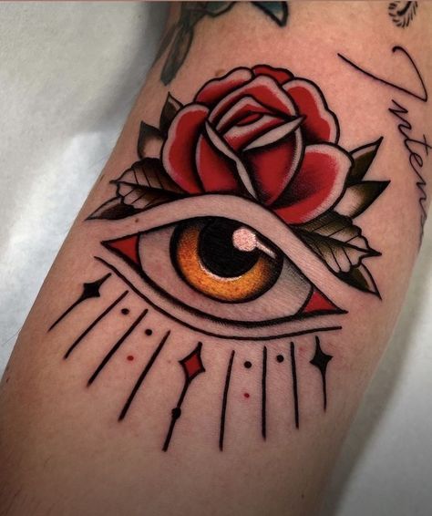 American Traditional Clouds, Old School Eye Tattoo, American Traditional Eye Tattoo, Eye Traditional Tattoo, Traditional Eye Tattoo, Traditional Tattoo Eye, Traditional Tattoo Girls, Traditional Heart Tattoos, Belle Tattoo