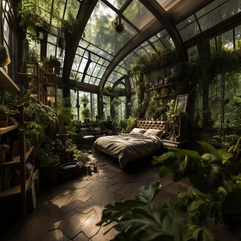 Earth Luxury Aesthetic, Room Of Plants, Indoor Forest Home, Indoor Jungle Aesthetic, Green House Asthetics, Witch Greenhouse, Forestcore House, Jungle Room Aesthetic, Jungle Greenhouse