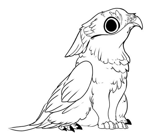 Griffin Character Design, Griffin Oc, Hypogriff Drawing, Potoo Gryphon, Griffin Drawing Sketches, Cute Griffin, Cute Griffin Art, Griffin Art Mythical, Gryphon Tattoo