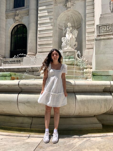 #ootdfashion #nyc #whitedress #converse #summeroutfitideas #ootd White Dress Outfit, White Converse, Dress Outfit, Ootd Fashion, Converse, White Dress, Dress Outfits, Ootd, White