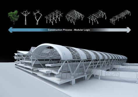 Casajal International Airport | Luis Alonso Perez Monge, Universidad de Costa Rica, Costa Rica | Bustler Wide Span Structure, Airport Architecture, Architectural Thesis, Architecture Thesis, International Architecture, Airport Design, Desain Lanskap, Arch Model, Space Frame