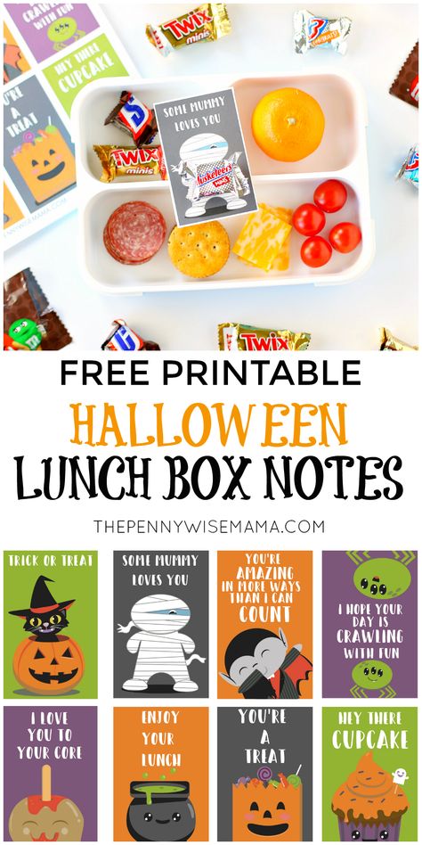 Free Printable Halloween Lunch Box Notes, Halloween Lunchbox Notes, Halloween Lunch Box Ideas, Fun Packed Lunch Ideas, Free Halloween Printables, Halloween Lunch Box Notes, Halloween Lunch Box, Halloween Snacks For Kids, Halloween Lunch