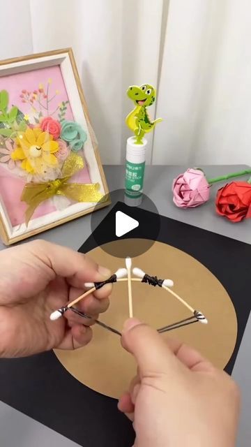 Itsy Bitsy Artsy I Art & Craft I Creative DIY on Instagram: "DIY Bow and Arrow with very common supplies. 🏹 ✂️✨ A quick and easy Fun Toy from cotton buds and rubber band only. Hurry up and give it a try with your kids.  . . . 📌 Follow me for more: ➡️ @itsy_bitsy_23 ➡️ @itsy_bitsy_23 ➡️ @itsy_bitsy_23 . . . . #DIY #CraftingIdeas #KidsCrafts #CreativePlay #craftytoys #bowandarrow #creative #holidayfun #EasyCrafts #KidFriendly #CraftyKids #parentchildhandicraft #CraftingWithKids #handcrafted #RecycledCrafts #HandmadeToys #CraftyFun #childrenshandicraft #CreativeKids #FunWithCrafts #PlaytimeFun #Handmade #parentchildhandmade  #ArtAndCrafts #CraftyCreations #holidaycrafts #HomemadeToys #cottonbudscraft #CraftyDad #parentinghacks" Diy Bow And Arrow, Kids Handicraft, Rubber Band Crafts, Homemade Toys, Cotton Swabs, Bow And Arrow, Cotton Buds, Crafty Kids, Mini Bows