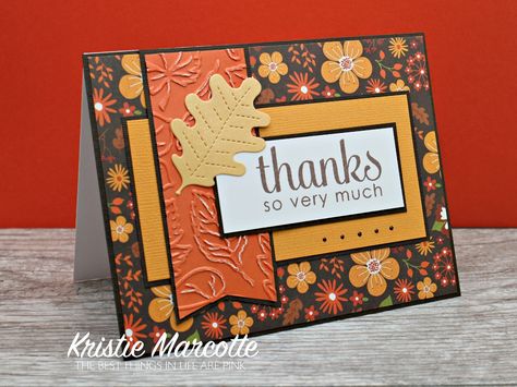 Gardening Cards, Fall Cards Handmade, Thanksgiving Cards Handmade, Fall Greeting Cards, Cards Masculine, Card Stamping, Autumn Cards, Handmade Thank You Cards, Leaf Cards