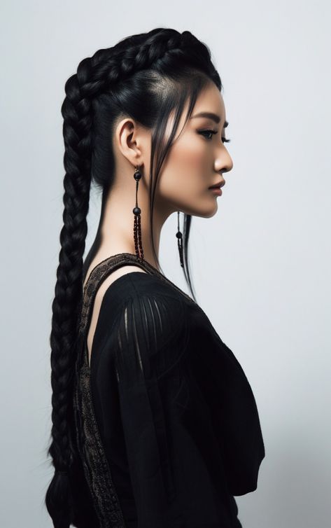 #OrientalAesthetics #Fashion #PortaitPhotography #braids #braidsStyle #aigeneratedart #BraidStyle #AIGenerated #Hairstyle #MidJourney #asianmodel #AIphoto #asianmakeup #orientalfashion #stylishblack Long Black, Black Hair, A Woman, Braids, Hairstyles, Japan, For Women, Hair, Black