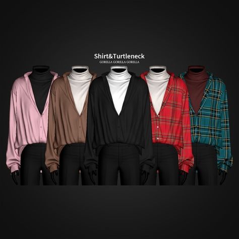 Shirt&Turtleneck | Patreon Gorilla Gorilla, Sims 4 Tsr, Normal Map, Sims 4 Dresses, The Sims 4 Download, Sims 4 Cc Packs, Sims 4 Collections, Sims 4 Cc Finds, Turtleneck Top