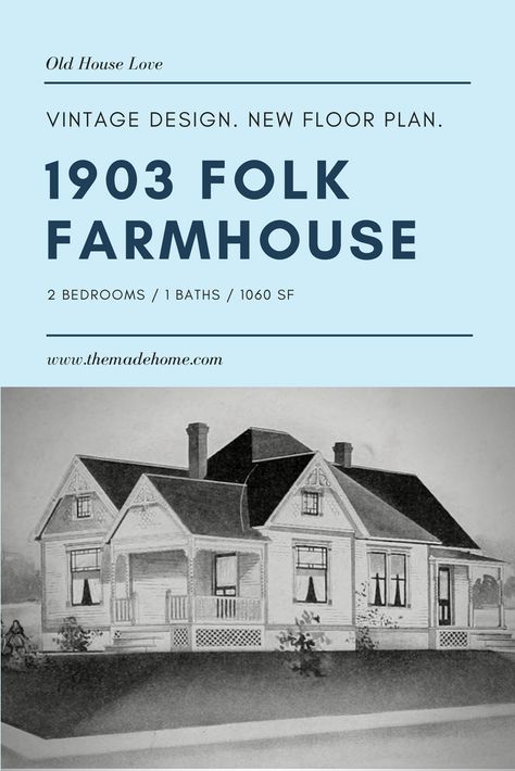 Attention Old House Lovers! This Folk Victorian Farmhouse design was featured in a 1903 Plan Book Radford Ideal Homes and has been given a new lease on life! Old House Love! Modern Farmhouse with Vintage Charm. A New Old House. Folk Victorian Farmhouse Plans, Folk Victorian House Plans, Old Victorian House Plans, Historic House Plans, Stairs Farmhouse, Office Victorian, Victorian Farmhouse Exterior, Victorian Farmhouse Plans, Architecture Farmhouse