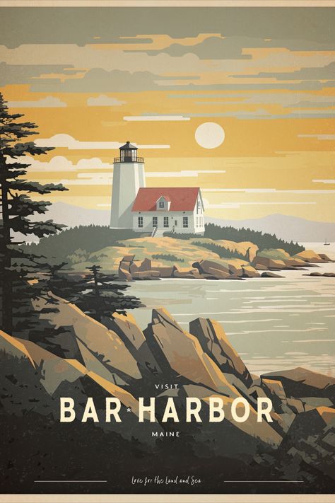 Vintage Maine Poster, Bar Harbor Maine Photography, Bar Harbor Maine Aesthetic, Cultural Artwork, Maine Poster, Maine Aesthetic, Ontario Canada Travel, Happy Prints, High Contrast Photography