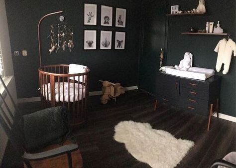 Top 10 Black Nurseries - Trend Roundup — Alphadorable | Custom nursery art and decor Room With Black Walls, Stokke Sleepi Crib, Gothic Nursery, Dark Nursery, Victorian Nursery, Round Cribs, Black Nursery, Gothic Baby, Baby Nursery Inspiration