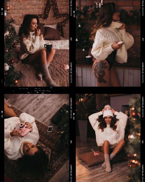 Diy Boudiour Photoshoot Christmas, Christmas Poses For Instagram, Christmas Bodouir Photos, Aesthetic Christmas Pics, Creative Christmas Photoshoot, Christmas Photoshoot Outfits, Pfp Aesthetic Christmas, Christmas Pfp Aesthetic, Christmas Fashion Photography