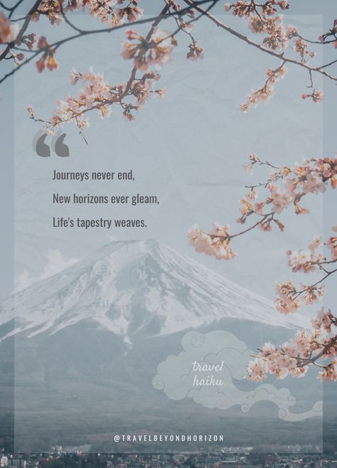 Life's a journey; as we walk, new horizons will appear before us, presenting us with new opportunities to grow. Save this pin & Share this with someone who needs to see it! Follow @travelbeyondhorizon for travel quotes, haiku, and content to inspire your next travel beyond the horizon! #travel #explore #love #life #wanderlust #haiku #adventure #world Horizon Quotes, Haiku Poems, Beyond The Horizon, Mixed Media Photography, Rare Words, Life Is A Journey, Beach Walk, Us Map, The Horizon