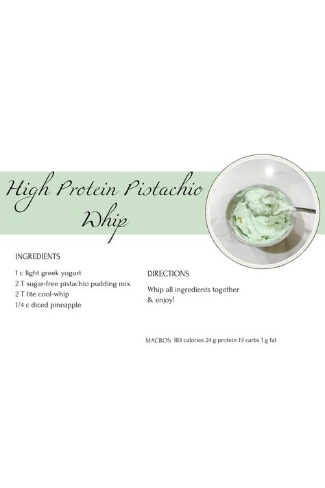 Protein Pistachio Pudding, Pistachio Dessert Pudding, Watergate Salad, Low Sugar Desserts, Fit Foods, Protein Yogurt, Pure Protein, Protein Pudding, Pistachio Pudding