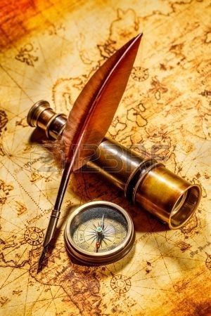 Sextant Tattoo, Navi A Vela, الفن الرقمي, Compass Tattoo Design, Map Compass, Vintage Compass, Map Tattoos, Quill Pen, A Compass