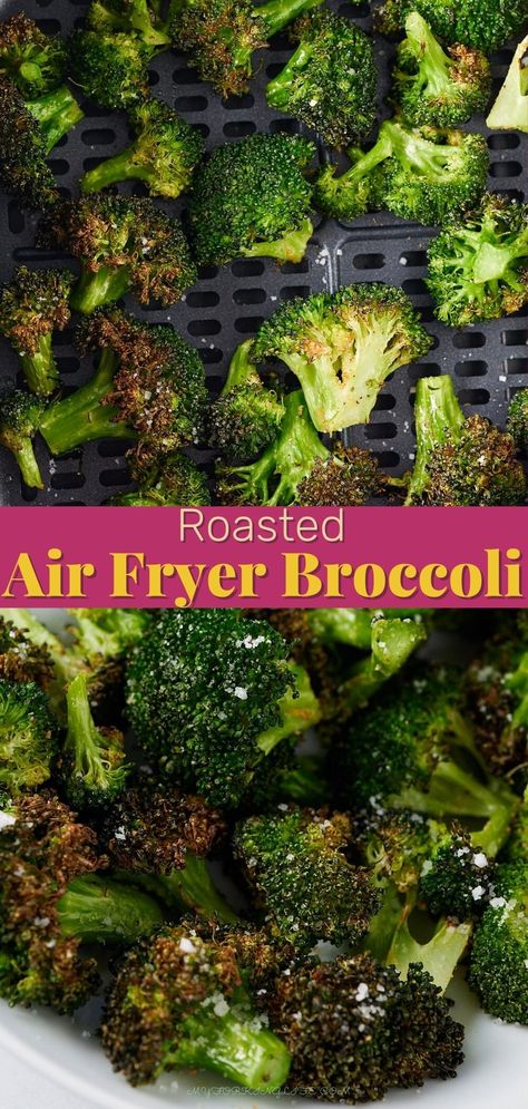 Air Fryer Roasted Broccoli, Cooking Fresh Broccoli, Air Fryer Recipes Healthy Low Carb, Air Fryer Broccoli, Crispy Broccoli, Seasoned Broccoli, Pasta Broccoli, Fried Broccoli, Crispy Garlic