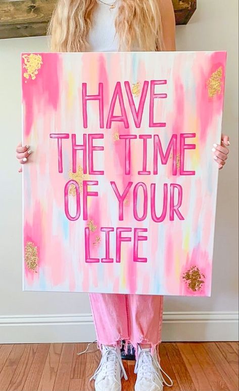 Abstract Dorm Painting, College Diy Painting, Pink Dorm Paintings, Cute Apartment Paintings, Painting Preppy Ideas, Canvas Bedroom Decor Paintings, College Apartment Decor Diy Canvas Art, Preppy Dorm Art, Preppy Wall Paintings