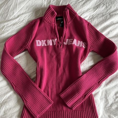 Dkny jeans hot pink sweater   READ my policies... - Depop Hot Pink Sweater, Red Jumper, Dkny Jeans, Skirt Leather, Casual Skirts, Sweatshirt Shirt, Sweater Skirt, Pink Sweater, Dress With Sneakers