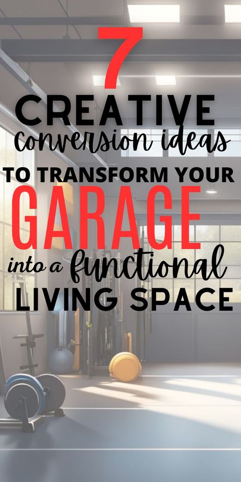 Illustration of a garage converted into a home gym with 7 transformation ideas for creating a functional workout space. Garage Transformation Living Spaces, Garage Turned Into Living Space, Convert Garage To Room, Convert Garage To Bedroom, Garage Bedroom Conversion, Garage Conversion Ideas, Bedroom Closet Shelves, Garage Transformation, Garage To Living Space