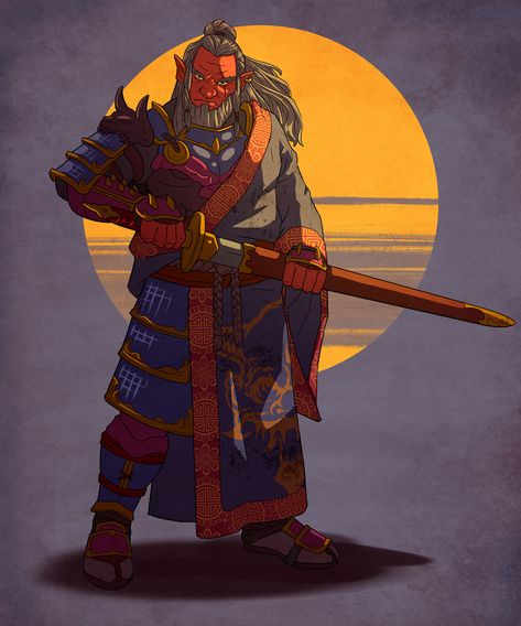 Hobgoblin Samurai, Hobgoblin Character Art, Dnd Hobgoblin, Dnd Races, Dungeons And Dragons Art, Oc Art, Fantasy Races, Samurai Art, Dungeons And Dragons Characters