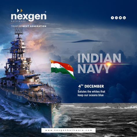 Salutes the whites that keep our oceans blue. #IndianNavyBlue #IndianNavyLife #blue #celebratenavyday #IndianWarrior #IndianMarines #defenceforces #OperationTrident #KnowYourNavy #INA #NexgenBathware #PremiumBathware #SanitaryWare Navy Day Creative Ads, Indian Navy Day Creative Ads, Navy Day Creative, Lebron James Art, Indian Navy Day, Types Of Business, Army Poster, Banner Shapes, Army Gears