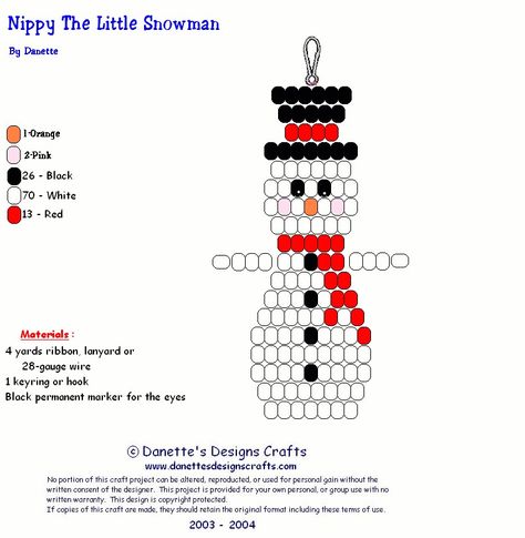 Seed Bead Gingerbread House, Christmas Bead Keychain, Christmas Beaded Keychains, Christmas Pony Bead Patterns, Christmas Pony Bead Crafts, Bead Pets Pattern, Snowman Jewelry, Beaded Snowman, Bead Pets