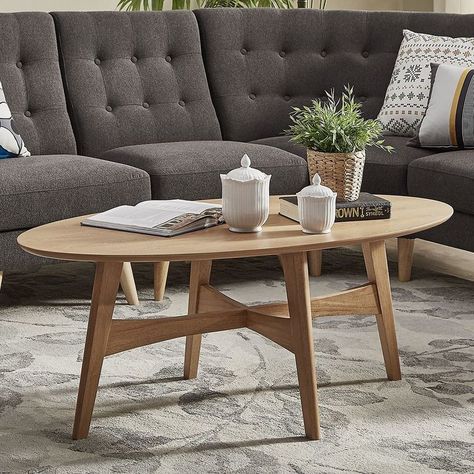 https://goo.gl/2IJDRd #livingroom #decor #design HomeVance Acuna Danish Modern Coffee Table Living Room Table Ideas, Mesa Living, Oval Wood Coffee Table, Room Table Ideas, Round Metal Coffee Table, Barrel Coffee Table, Wood Cocktail Table, Epoxy Tables, X Coffee Table