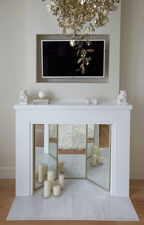 Empty Fireplace Ideas, Diy Fireplace Mantle, Fake Fireplace, Faux Fireplace Diy, Fireplace Mantle Decor, Elegant Living Room Decor, Living Room Decor Fireplace, Bedroom Fireplace, Faux Fireplace