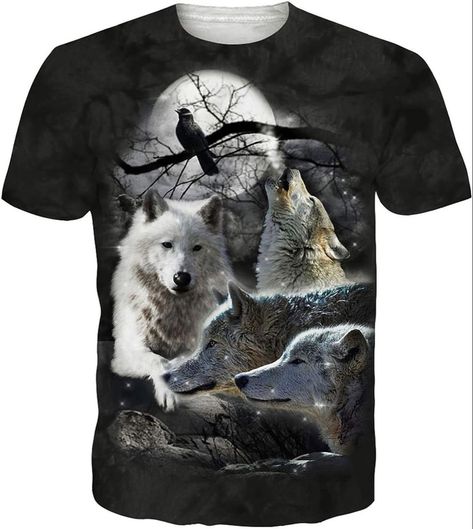 Men's T-shirt Tee Casual Style Animal Sweater, Mens Printed Shirts, Hip Hop Shirts, Wolf Shirt, Wolf T Shirt, Tee Shirt Homme, 3d T Shirts, Casual Tee, Summer Tshirts