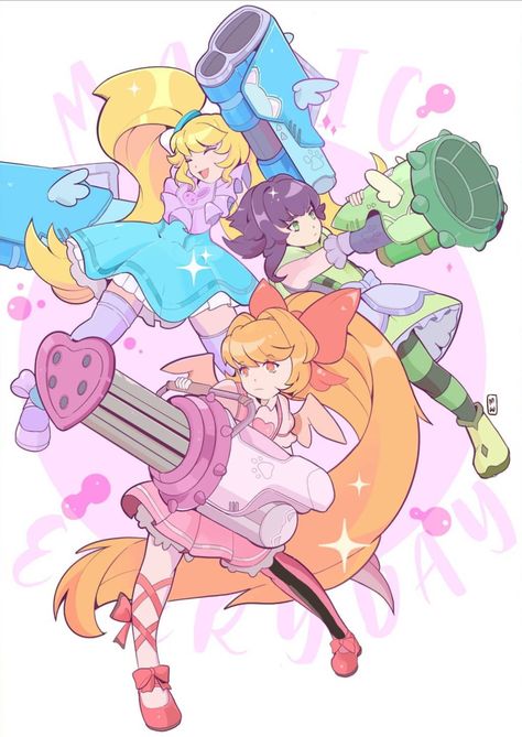 PowerPuff Girls by Maureen Machine Super Power Girl, Power Puff Girls Z, Blossom Bubbles And Buttercup, Powerpuff Girls Fanart, Japanese Poster Design, Ppg And Rrb, Friend Pictures Poses, Morning Cartoon, Good Cartoons