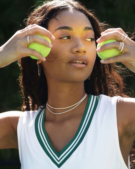 Henri Noël Jewelry’s Instagram profile post: “Who’s up for doubles? 🎾 Timeless jewelry you can play in ✨ Click the link in our bio to shop all things new!” Maison Miru, Tennis Shoot, Tennis Core, Pool Photoshoot, Club Photos, Tennis Aesthetic, Tennis Jewelry, Tennis Party, Necklace Outfit