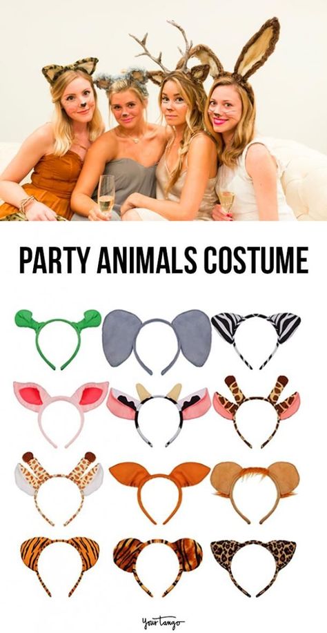 Diy Elephant Costume Women, Monkey Halloween Costume Women, Halloween Costume Animals, Zoo Animal Costumes Group, Halloween Costumes Animals Women, Costume Animals Women, Party Animal Costume Women, Adult Animal Costume Diy, Animal Party Outfit