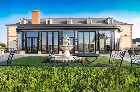 French Wine Country, Garden Conservatory, Glass Conservatory, Napa Valley Wineries, Chateau Style, Wine Country California, French Wine, Formal Gardens, Grand Staircase