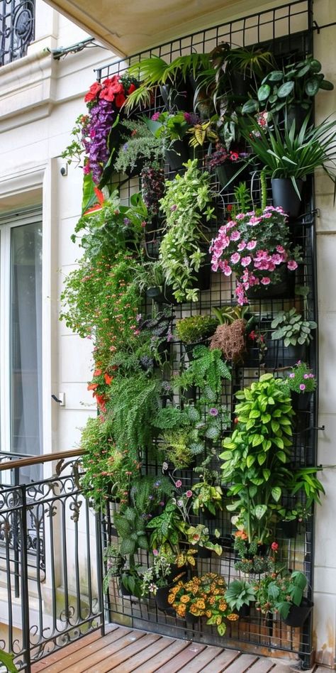 Hanging jars with plants, adding a vintage and rustic charm. Garden On The Balcony, Plant Balcony Ideas, Balcony Plants Ideas, Balcony With Plants, Garden Balcony Ideas, Small Indoor Garden, Balcony Trellis, Wall Hanging Decorations, Vertical Garden Ideas