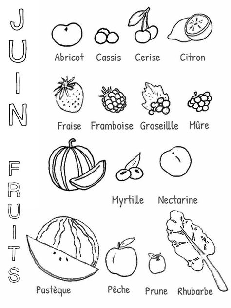 Coloriage Juin : Fruits de saison 1 Word Search Puzzle