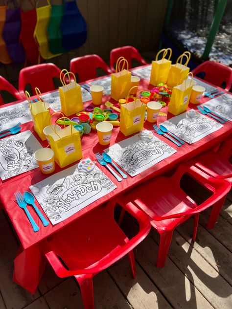 Kiddie Party Ideas, Sensory Activities For Birthday Party, Kiddie Table Birthday Party, Learning Birthday Party, Kids Activity Table Birthday Party, Kids Birthday Activity Table, Birthday Playground Party Ideas, Play Date Birthday Party, 2nd Birthday Activity Ideas