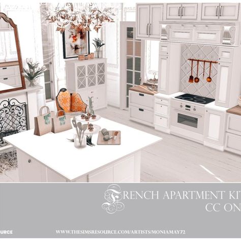 The Sims 4 French Apartment Kitchen. Custom Content was used. Download on The Sims Resource. Custom Content was used. Very bright and sunny kitchen. Size: 7x7 This room is fully equipped. Custom Content was used. Download from TSR @TheSimsResource . #TS4 #kitchen #housescc #house #CC #sims4cc #ccfinds #ts4cc #ts4lots #tsr #TheSimsResource #sims4 #thesims4 #Moniamay72 #thesims4 #architecture #thesims4builds #TSR #french #apartment Sims 4 French Kitchen, Sims Supermarket, Sims 4 Cc Elegant Furniture, Sims 4 Cc Aesthetic Decor, Sims 4 Apartment Cc Download, French Apartment Kitchen, Ts4 Cc Furniture Kitchens, Sims 4 Cc Kitchen Set, Parisian Apartment Exterior