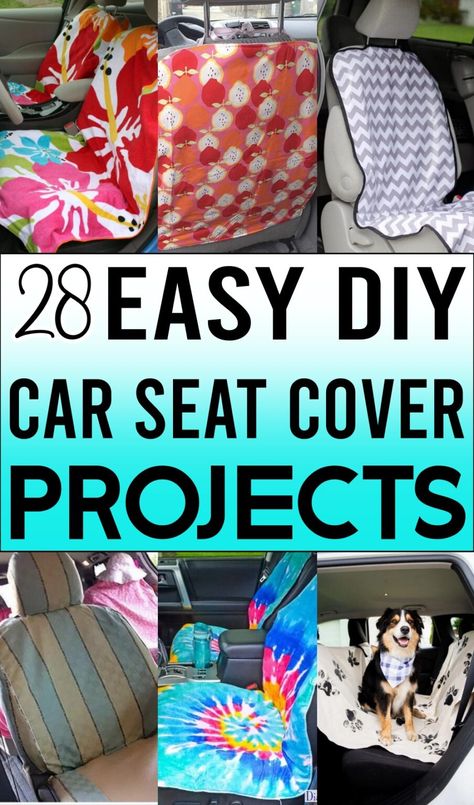 28 DIY Car Seat Cover Projects - Modern And Stylish (Easy!) - The Newlywed Car Seat Cover Diy Pattern, Car Seat Cover Pattern Free, Diy Car Projects, Diy Seat Covers, Diy Car Seat Cover, Car Seat Cover Pattern, Truck Seat Covers, Dog Seat Covers, Custom Car Seat Covers