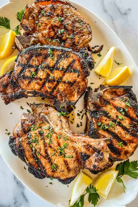 Here's how to grill the best thick-cut pork chops! Thick Cut Pork Chops, Barbecue Sauce Chicken, Pork Chop Recipes Grilled, Marinated Pork Chops, Paprika Pork, Juicy Pork Chops, Chef John, Grilled Pork Chops, Summer Grilling Recipes