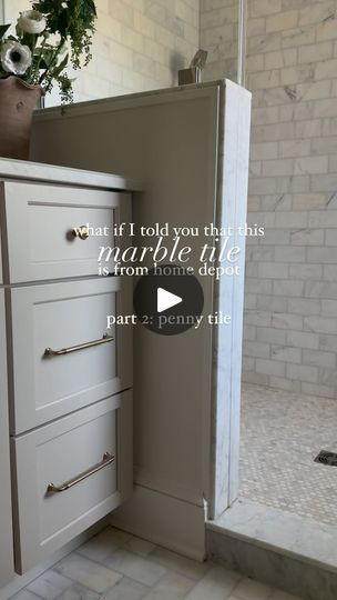 1.6K views · 451 reactions | Part two of my bathroom tile! I wish more people knew that you can absolutely source your dream look on a budget 🤍 Thanks to my partners in this space, we searched high and low and they found this tile sold at @homedepot to be the one with the best color variations for a warm look, at an affordable price! I am all about deals over here, so follow along @megleonardco for more tips and finds. Start by shopping a round up of all of the best weekend sales, over on the blog! ✨
•
•
•
Bathroom decor, bathroom towels, marble tile, bathroom hooks, affordable frames, neutral Home
#marblebathroom #neutralbathroom #earthtones #organicmoderndesign | Meg Leonard • Design & Renovations • Style | kellywearstler · Original audio Bathroom Reno Inspiration, Bathroom Construction, Marble Tile Bathroom, Neutral Bathroom, Penny Tile, My Bathroom, Neutral Home, Bathroom Update, Budget Bathroom