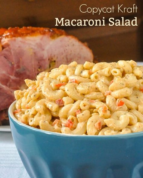 Copycat Kraft Macaroni Salad. A recipe for those who miss the discontinued boxed macaroni salad mix from Kraft. This recipe replicates the garlic and herb flavours and adds a little fresh red pepper too. Kraft Macaroni Salad Recipe, Kraft Macaroni Salad, Mac And Cheese Salad, Cold Italian Pasta Salad, Kraft Mac And Cheese, Macaroni Salad Ingredients, Cheese Salad Recipes, Newfoundland Recipes, Salad Appetizer Cups