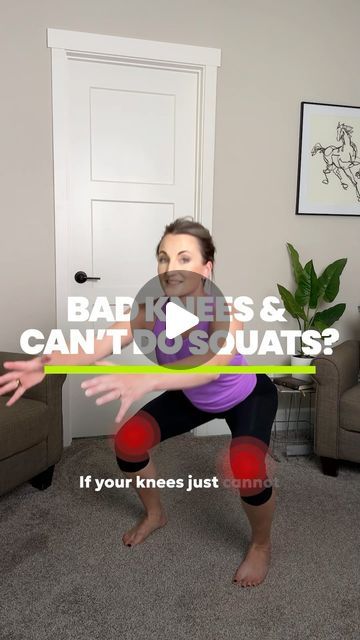 Megan Dahlman on Instagram: "😩 “I have bad knees and can’t squat! What should I do?” I hear this all the time - at least once a day. Don’t worry, I’ve got a great progression to help you build knee strength gradually so you can get back to squatting with confidence (because YES - it’s possible!! 🙌) 

1️⃣ Start with Hip Hinges: This move helps strengthen your hips and glutes (essential for strong knees) without putting any strain on your knees
2️⃣ Work on Single Leg Balancing Moves: This improves your balance and builds the all-important stabilizing strength around your knees.
3️⃣ Finally, try very Shallow Squats: Start small and gradually increase your range of motion as your knees get stronger.

👉 Practice these moves consistently, and you’ll see dramatic improvement!

💬 Tell me in th Stretches For Squats, Stretch And Strength Workout, Knee Friendly Exercises, Knee Friendly Leg Workout, Strong Knees, Easy Morning Workout, Targeted Workouts, Glute Strengthening, Knee Health