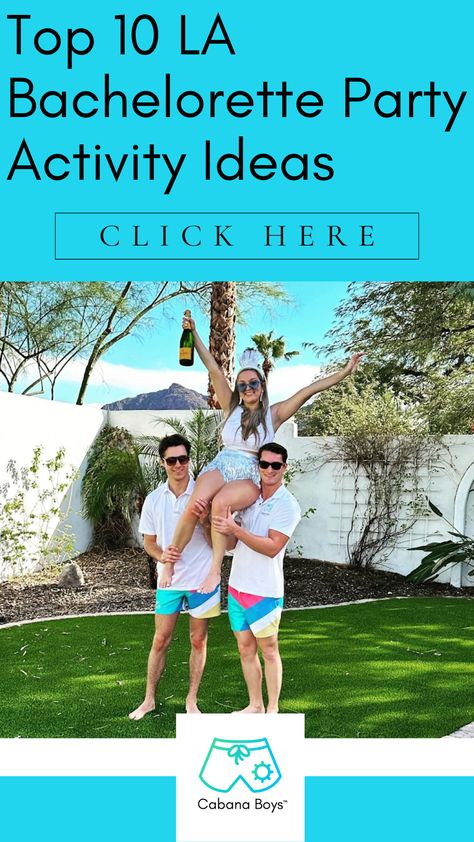 Top 10 LA Bachelorette Party Activity Ideas by Cabana Boys | Bartenders, butlers, and party hosts | Scottsdale, Palm Springs, LA, and Orange County, Bachelorette Party Activities, LA Bachelorette Ideas, Los Angeles Girls' Night Out, Fun Bachelorette Plans, LA Bridal Party Fun, Bachelorette Party Entertainment, Unique LA Experiences, LA Nightlife Adventures, Outdoor Bachelorette Activities, LA Celebration Ideas Bachelor Pool Party Ideas, Bachelorette Party Los Angeles, San Luis Obispo Bachelorette Party, San Diego Bachelorette Party Activities, Bachelor Party Scavenger Hunt List, La Nightlife, Los Angeles Girl, Bartender Outfit, Bachelorette Party Activities