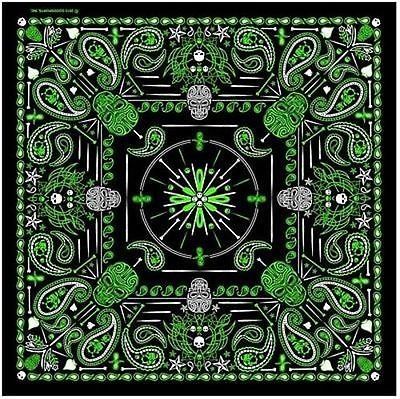 Biker Bandanas, Skull Bandana, Cool Bandanas, Doo Rag, Bandana Design, Bandana Styles, Cotton Bandanas, Green Paisley, Skull Face