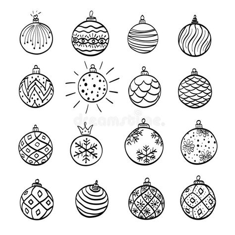 Hand drawn christmas ball isolated. Vector sketch black and white background ill #Sponsored , #sponsored, #affiliate, #christmas, #Hand, #drawn, #ball Christmas Doodles Artwork, Hand Drawn Ornaments, Christmas Ornament Drawing Patterns, Christmas Ball Drawing, Christmas Card Drawing Ideas Hand Drawn, Christmas Balls Drawing, Bauble Drawing, Christmas Ornaments Drawing, Ornament Doodle