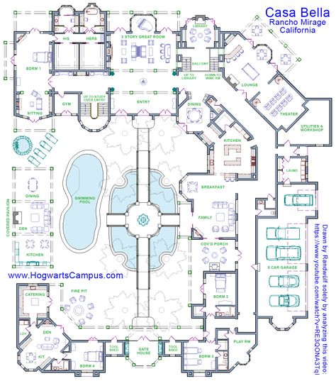 Grand House Plans, Mansion Floor Plan With Pool, One Floor Mansion House Plans, La Mansion Floor Plan, Single Level Mansion Floor Plan, European Mansion Floor Plans, House Floor Plans Mansion, Palace Layout Floor Plans, 70s Mansion Floor Plan