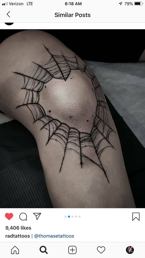 Knee Cap Spider Web Tattoo, Spiderwebs Knee Tattoo, Scary Knee Tattoo, Knee Spiderweb Tattoo, Spider Web Tattoo Knee, Spider Web Elbow Tattoos For Women, Spider Web Heart Knee Tattoo, Knee Frame Tattoo, Spider Web Knee Tattoo