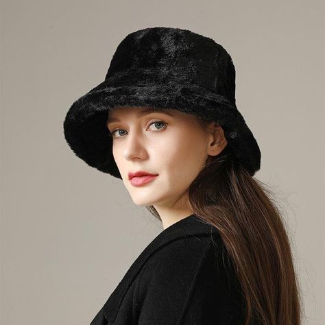 High-quality and well-designed solid bucket hats for women, fit well to head volume and comfortable. Lovely, elegant, and stylish winter autumn velvet bucket hats for ladies. Hats are neatly sewn, soft as fur, gentle to touch, and was designed for your comfort and light on your head. A luxury women's hat that are available in lovely colors or in leopard or cow design patterns that can easily match your fashion style. Buy online fashion hat at The TopShopper. #Hat #AmazonFashion # TheTopShopper Makeup Hairband, Fuzzy Bucket Hat, Fluffy Bucket Hat, Rave Dance, Fur Bucket Hat, Minimalist Winter, Ponytail Beanie, Bucket Hat Women, Fisherman Hat